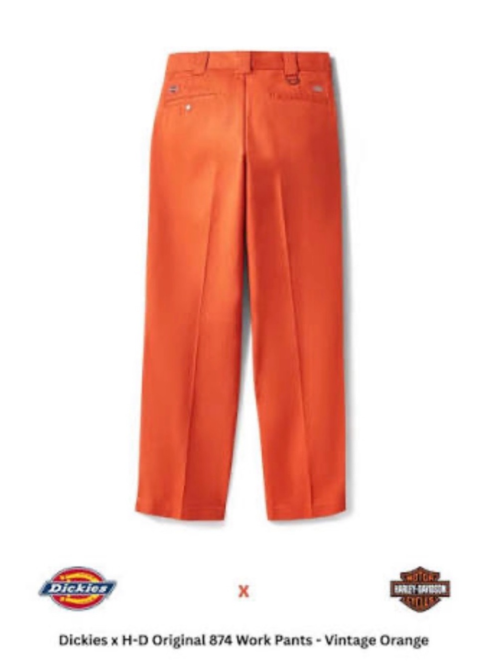 Dickies x Harley-Davidson 874 Work Pants Orange Twill Cotton/Poly Size 32x32 - Picture 3 of 9